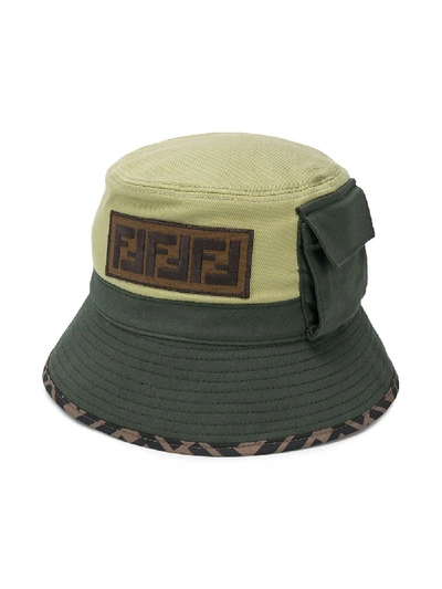 Fendi Kids' Ff-motif Bucket Hat In Green