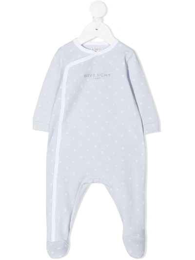Givenchy Logo Print Babygrow In Blue
