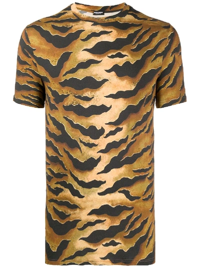 Dsquared2 Tiger Print T-shirt In Neutrals