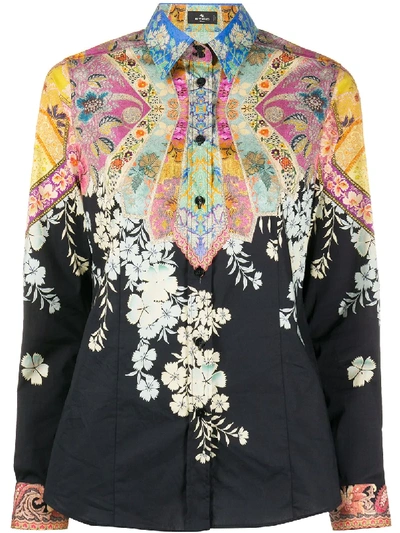 Etro Paisley-print Slim-fit Shirt In Black