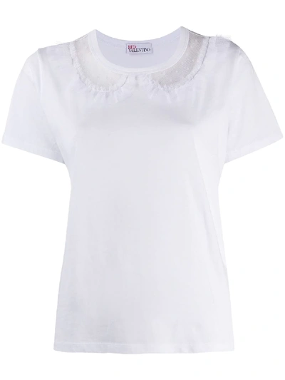 Red Valentino Point D'esprit-detail T-shirt In White