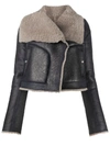 RICK OWENS SHEARLING TRIMMED LEATHER JACKET