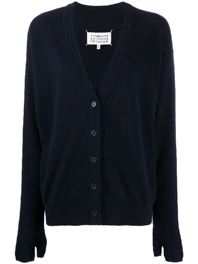 Maison Margiela Tabi-sleeve Cardigan In Blue