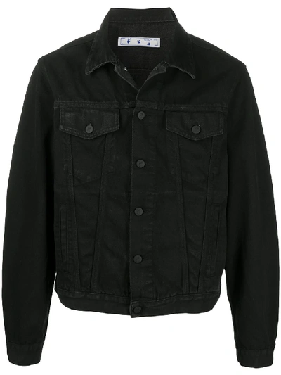 Off-white Arrows Logo Printed Denim Jacket Men Black