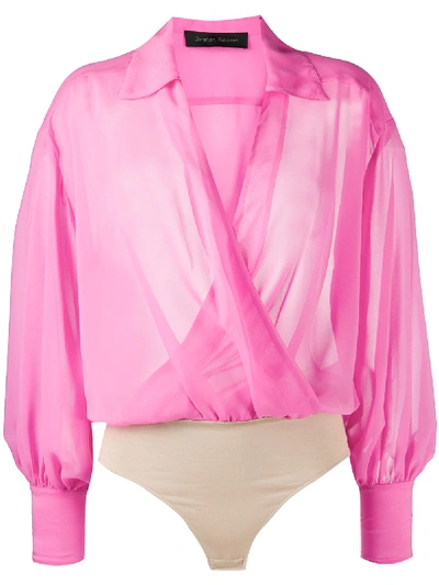 Christian Pellizzari Draped Wrap Front Blouse In Pink