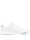 Dolce & Gabbana Leather Sneakers With Lateral Logo Patch In White