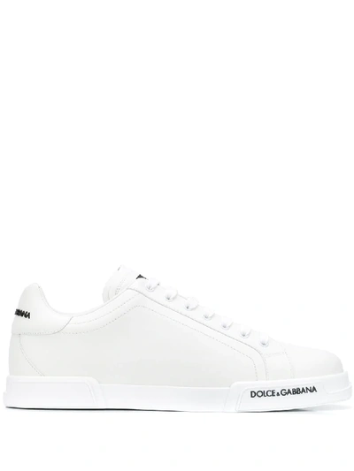 Dolce & Gabbana Portofino Leather Low-top Trainers In White