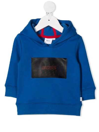Hugo Boss Babies' Logo Print Hoodie In Blue