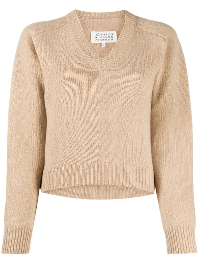 Maison Margiela V-neck Jumper In Brown