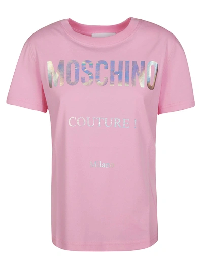 Moschino Couture! Logo Print T-shirt In Pink