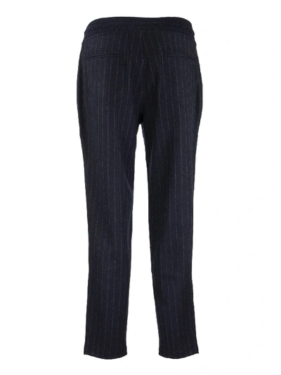 Brunello Cucinelli Sweatpants Cashmere And Cotton Chalk Stripe French Terry Trousers In Blue