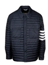 Thom Browne Quilt Matte Nylon Down Jacket W/stripes In Blue