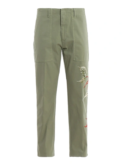 Dondup Dylan Embroidered Trousers In Green