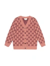 Gucci Kids' Felted Wool Jacquard Knit Cardigan In Rosa