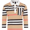 BURBERRY BEIGE POLO FOR BOY SHIRT WITH STRIPES,11451233