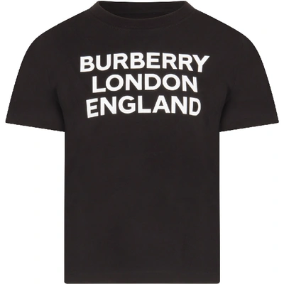 Burberry Kids' T-shirt In Black With Contrasting Logo