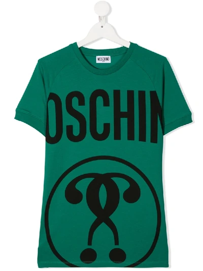 Moschino Teen Double Question Mark-print T-shirt In Green