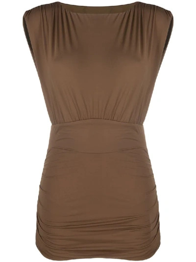 Marysia Stretch-jersey Fitted Dress In Brown