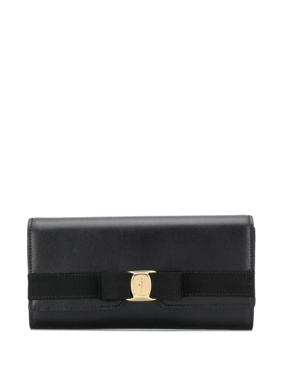 Ferragamo Portefeuille Continental Naud Vara Noir In Black