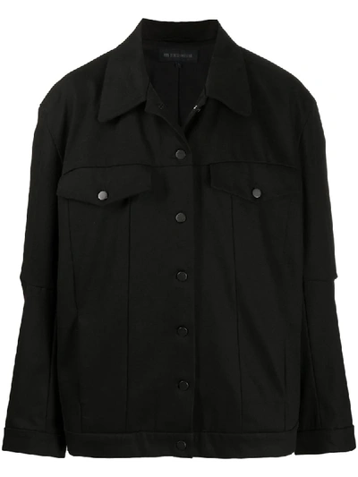Ann Demeulemeester Panelled Shirt Jacket In Black