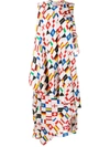 Balenciaga Layered Ruffled Printed Silk-satin Jacquard Dress In White