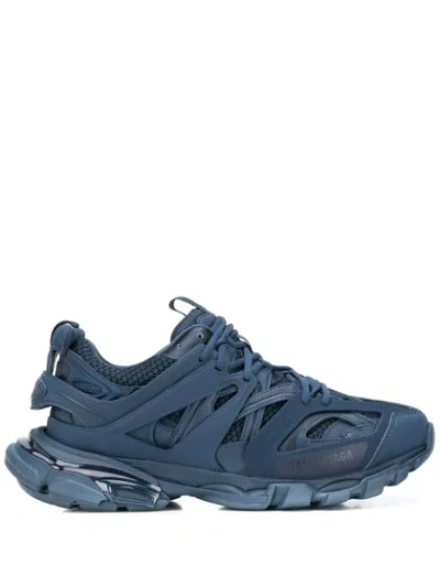 Balenciaga Track Clearsole Tech Sneakers In Dark Blue