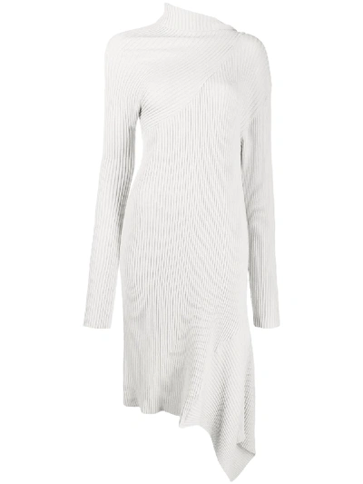 Marques' Almeida Ribbed Knit Midi Dress In Grey