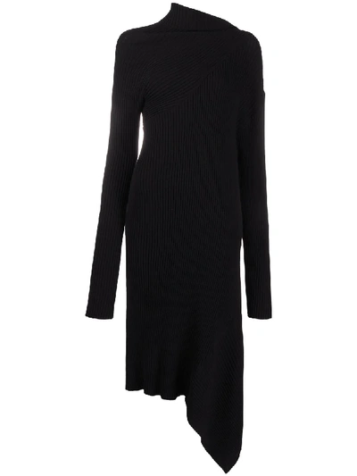 Marques' Almeida Ribbed Knit Midi Dress In Black