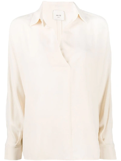 Alysi V-neck Silk Blouse In White