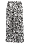 Halogenr Halogen Pleated Midi Skirt In Ivory- Black Feather Tiger