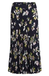 Halogenr Halogen Pleated Midi Skirt In Navy Manon Floral