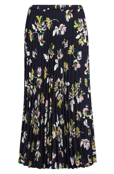 Halogenr Halogen Pleated Midi Skirt In Navy Manon Floral