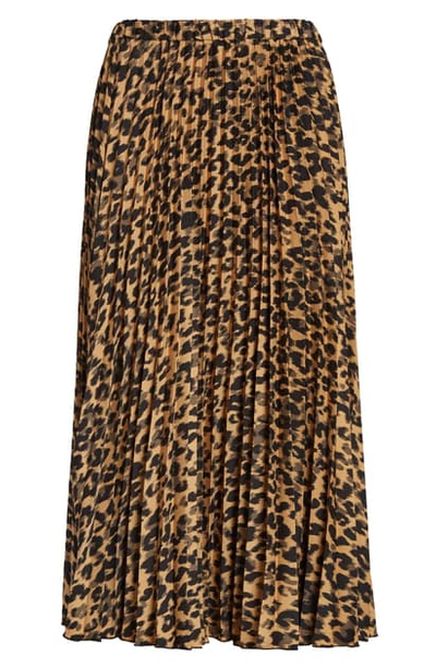 Halogenr Halogen Pleated Midi Skirt In Beige Animalia Print