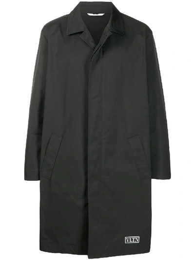 Valentino Herringbone Single-breasted Coat In Black