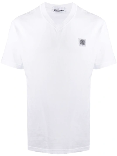 Stone Island Logo Patch Cotton T-shirt In White