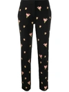 MOSCHINO FLORAL EMBROIDERY STRAIGHT-LEG TROUSERS