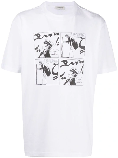 Lanvin Logo Cartoon Printed Cotton T-shirt In White