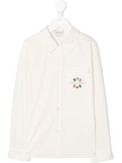 Gucci Kids'  Band Polo领上衣 In White