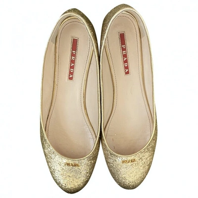 Pre-owned Prada Gold Glitter Ballet Flats