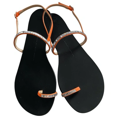 Pre-owned Giuseppe Zanotti Orange Leather Sandals