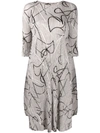 ISSEY MIYAKE PLEATED ABSTRACT PRINT DRESS,15609122
