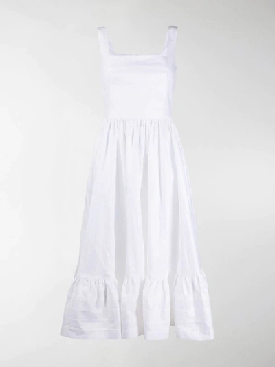 Alexander Mcqueen Ruffled Linen Midi Dress In White