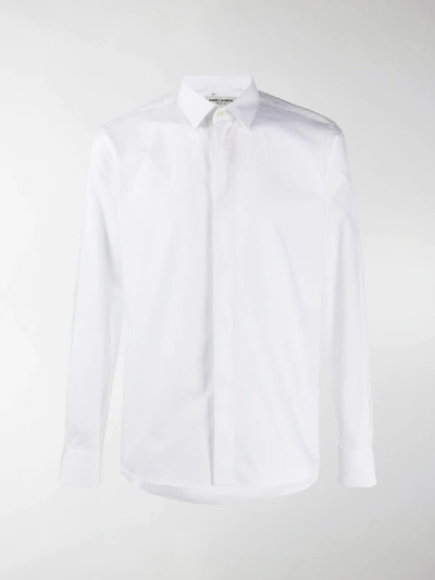Saint Laurent Long-sleeve Cotton Shirt In White