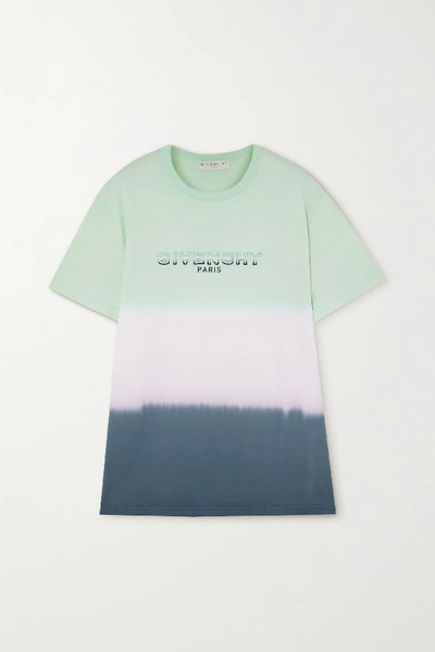Givenchy Embroidered Dégradé Cotton-jersey T-shirt In Mint