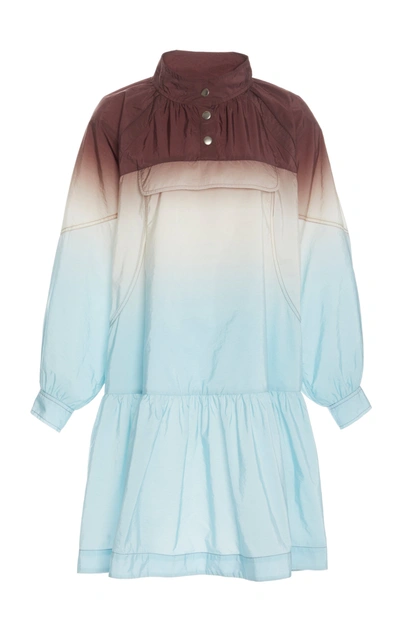 Sea Zanna Long-sleve Nylon Dip-dye Tunic Dress In Blue