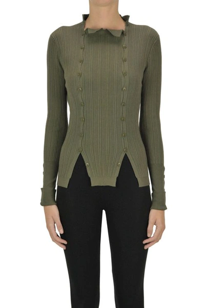 Jacquemus Ribbed Viscose Knit Pullover In Green