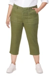 Nydj Utility Crop Linen Blend Pants In Olivine