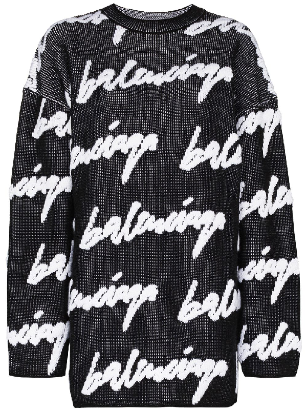 Balenciaga Scribble Print Pullover In Black And White | ModeSens