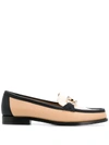 Ferragamo Gancini Three-tone Loafers In Brown