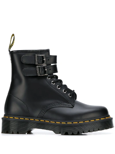 Dr. Martens' Buckled Leather Boots In Black